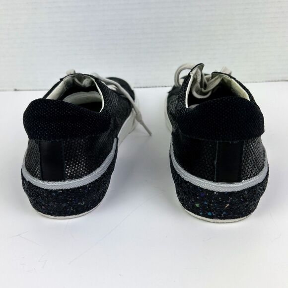 Dolce Vita Zina Sneakers Gunmetal Glitter Leather Tennis Shoes Lace Up Glam 6.5 - Picture 7 of 10